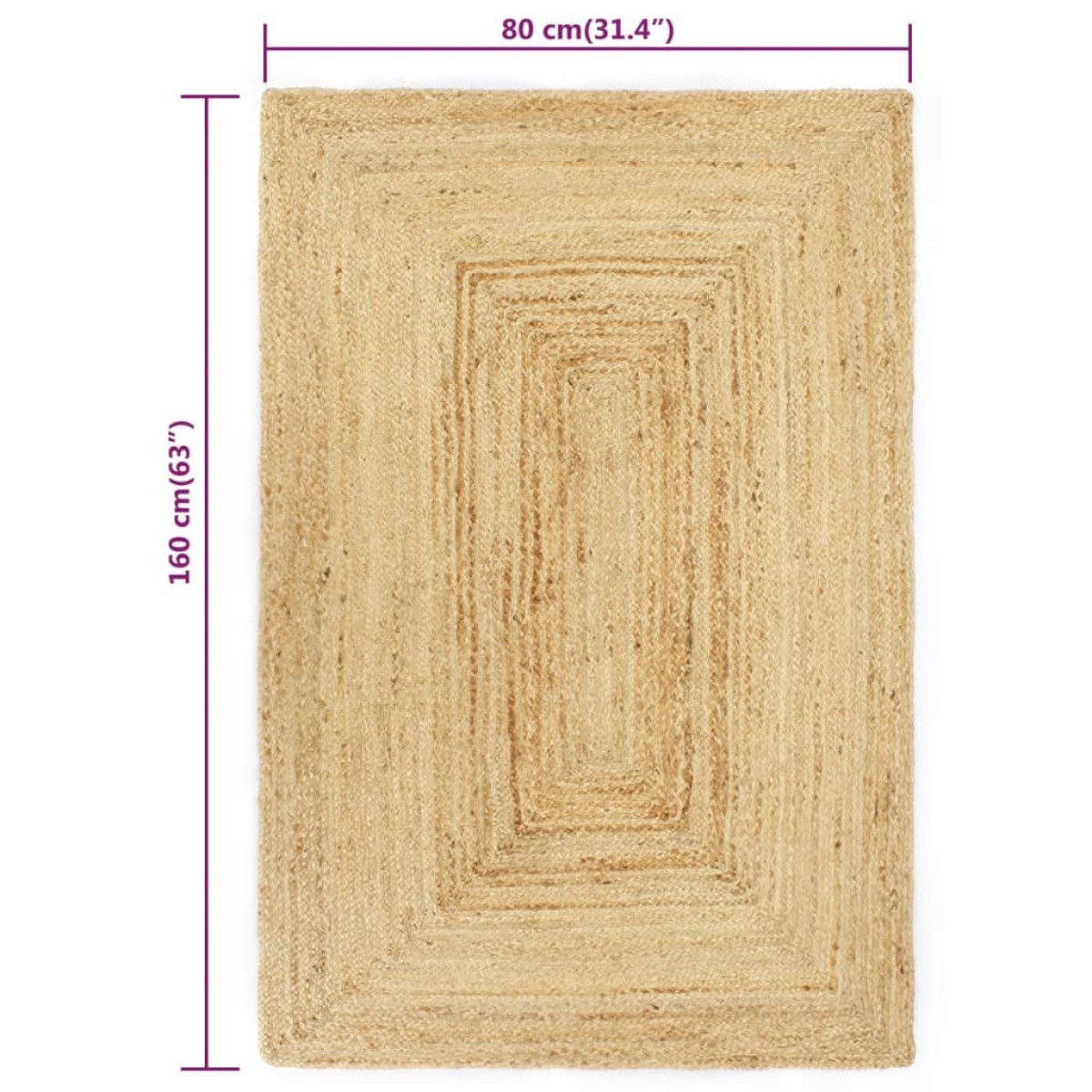 vidaXL Χαλί Χειροποίητο Φυσικό Χρώμα 80 x 160 εκ. από Γιούτα