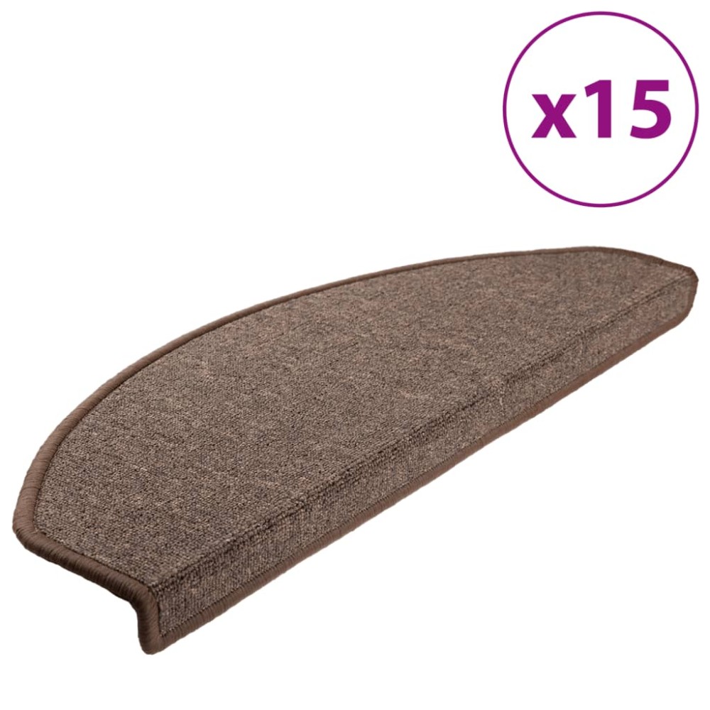 vidaXL Πατάκια Σκαλοπάτια 15 τεμ. 65x24x4 εκ. Καφέ Καφέ Ημίστρογγυλά Μεγάλα