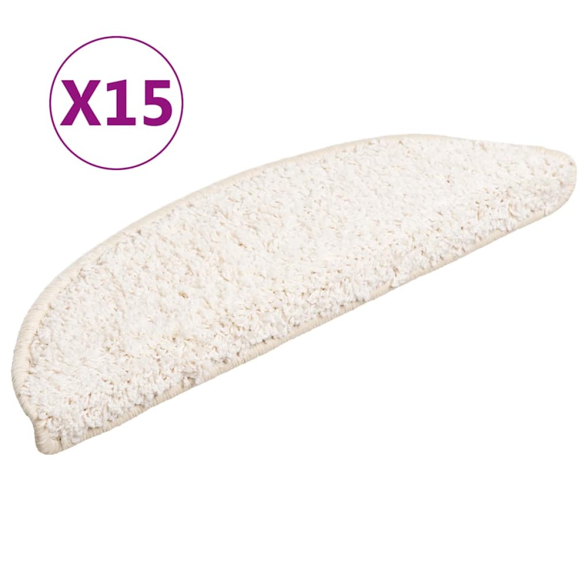 vidaXL Πατάκια Σκάλας Μοκέτα 15 τεμ. Λευκά 56 x 17 x 3 εκ.