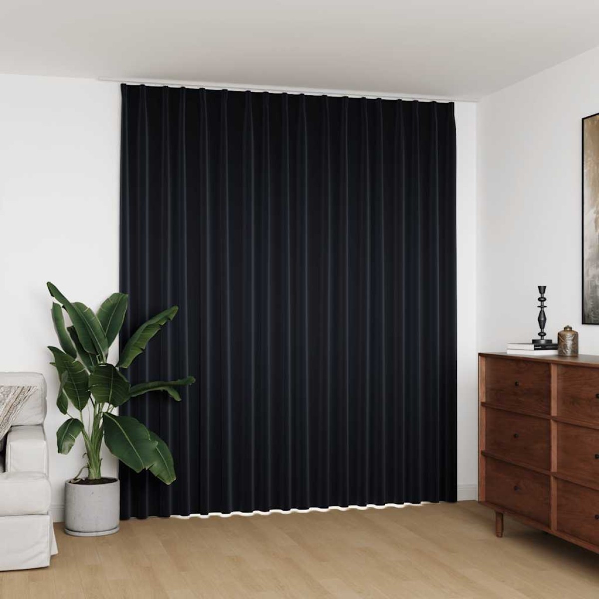 vidaXL Κουρτίνα Συσκότισης με Γάντζους Μαύρη 290 x 245 εκ.
