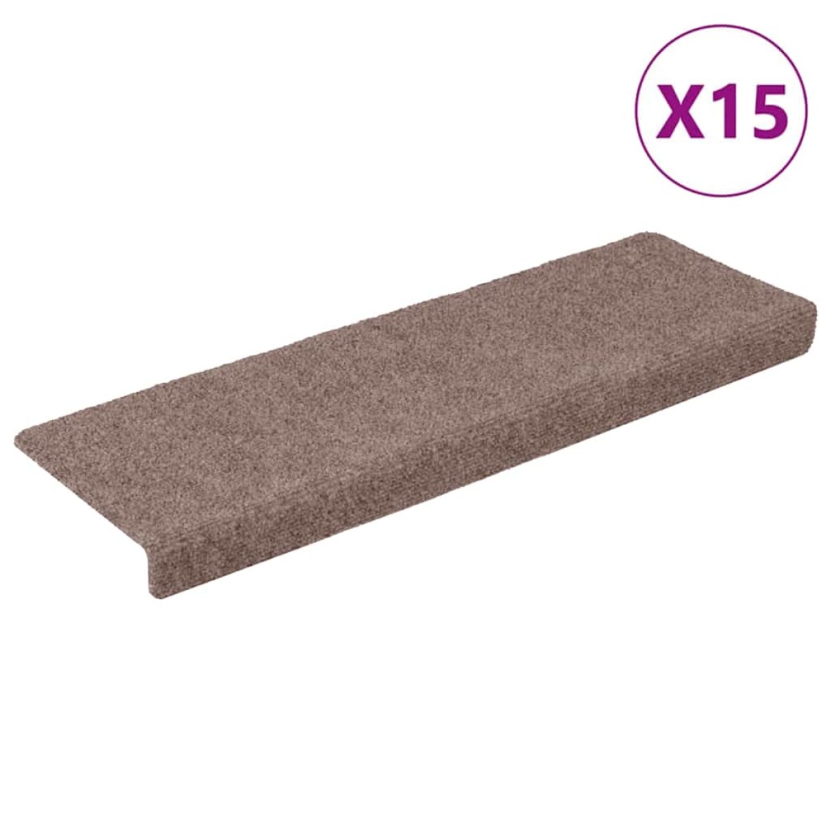 vidaXL Πατάκια Σκάλας 15 τεμ. Καφέ 65x21x4 εκ. Βελονιασμένο Ύφασμα