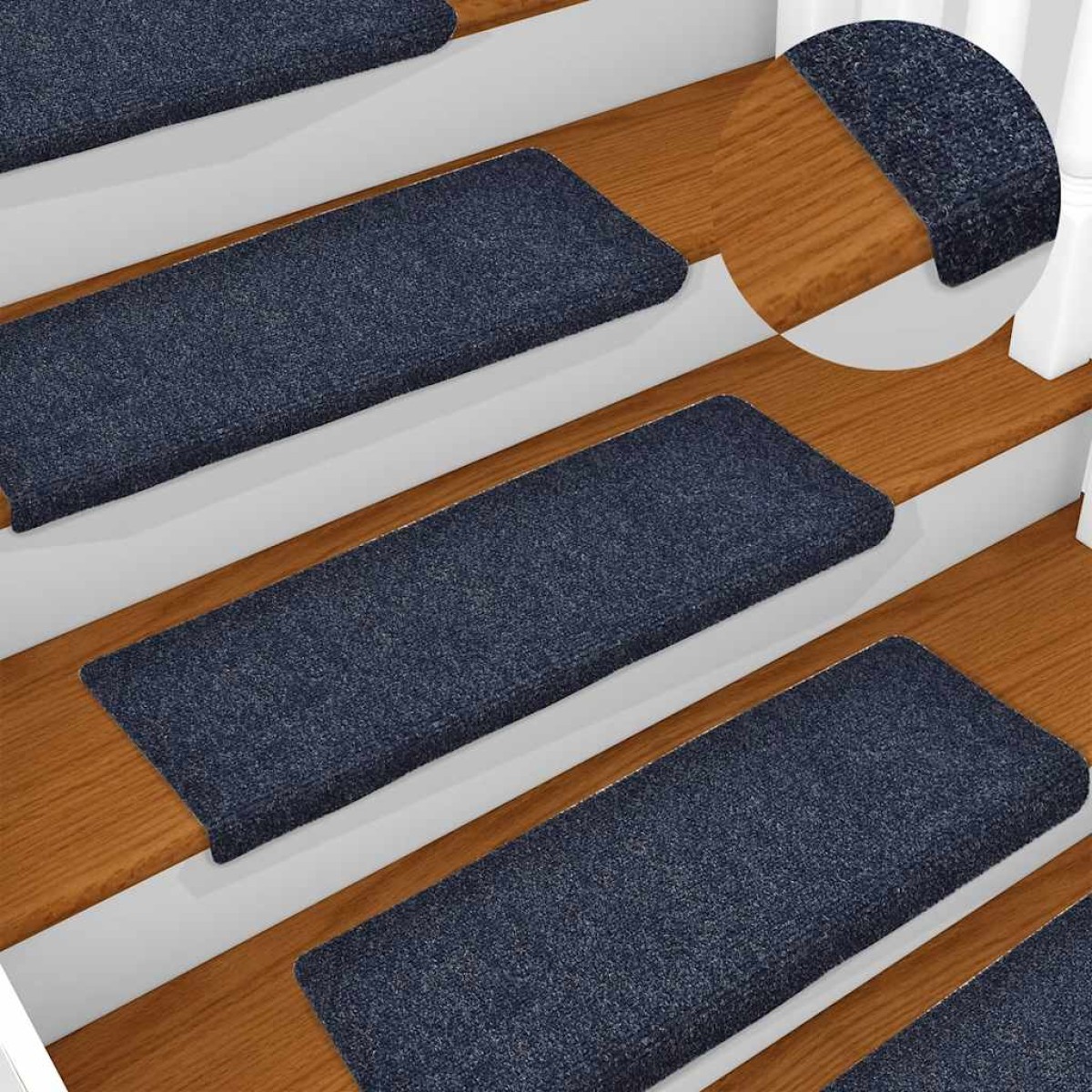 vidaXL Πατάκια Σκάλας 15 τεμ. Μπλε 65x21x4 εκ. Βελονιασμένο Ύφασμα