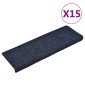 vidaXL Πατάκια Σκάλας 15 τεμ. Μπλε 65x21x4 εκ. Βελονιασμένο Ύφασμα