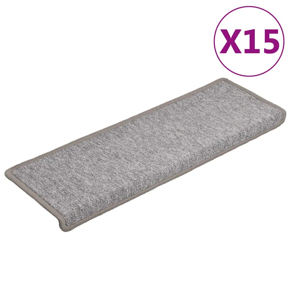 vidaXL Πατάκια Σκάλας Μοκέτα 15 τεμ. Ανοιχτό Γκρι 65x21x4 εκ.