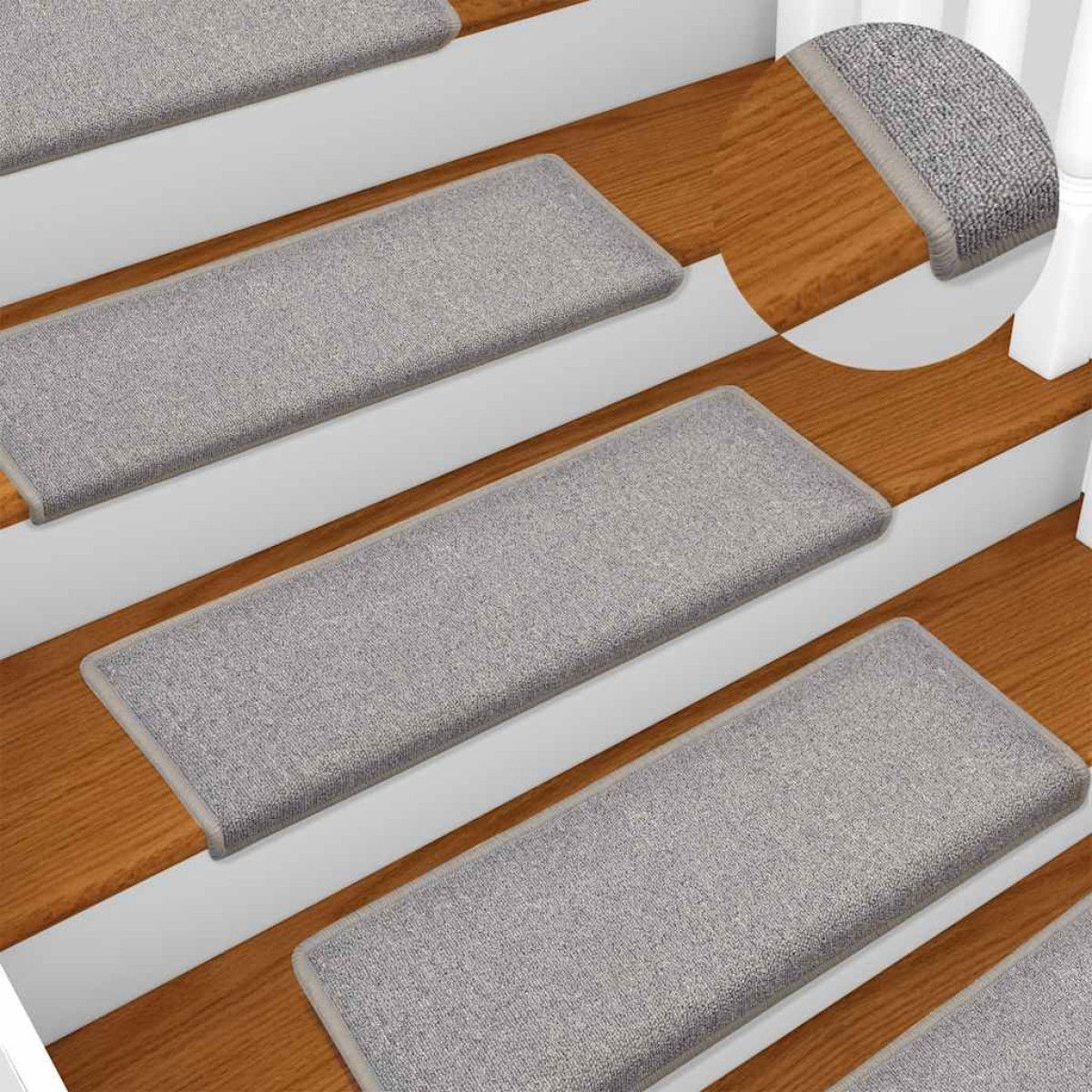 vidaXL Πατάκια Σκάλας Μοκέτα 15 τεμ. Ανοιχτό Γκρι 65x21x4 εκ.