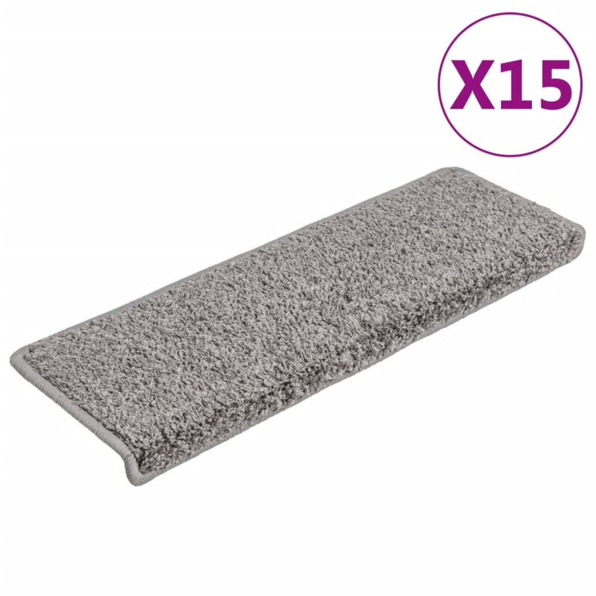 vidaXL Πατάκια Σκάλας Μοκέτα 15 τεμ. Γκρι 65x21x4 εκ.