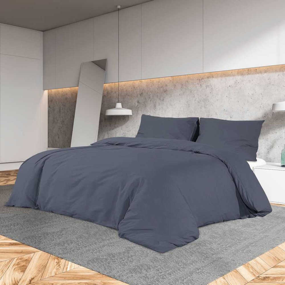 vidaXL Σετ Παπλωματοθήκης Ανθρακί 155x220 εκ. Ελαφρύ Ύφασμα Μικροϊνών