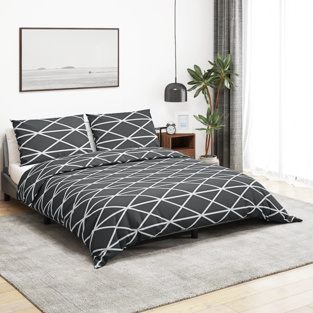 Σετ Παπλωματοθήκη vidaXL Γκρι 135x200 cm Βαμβακερό