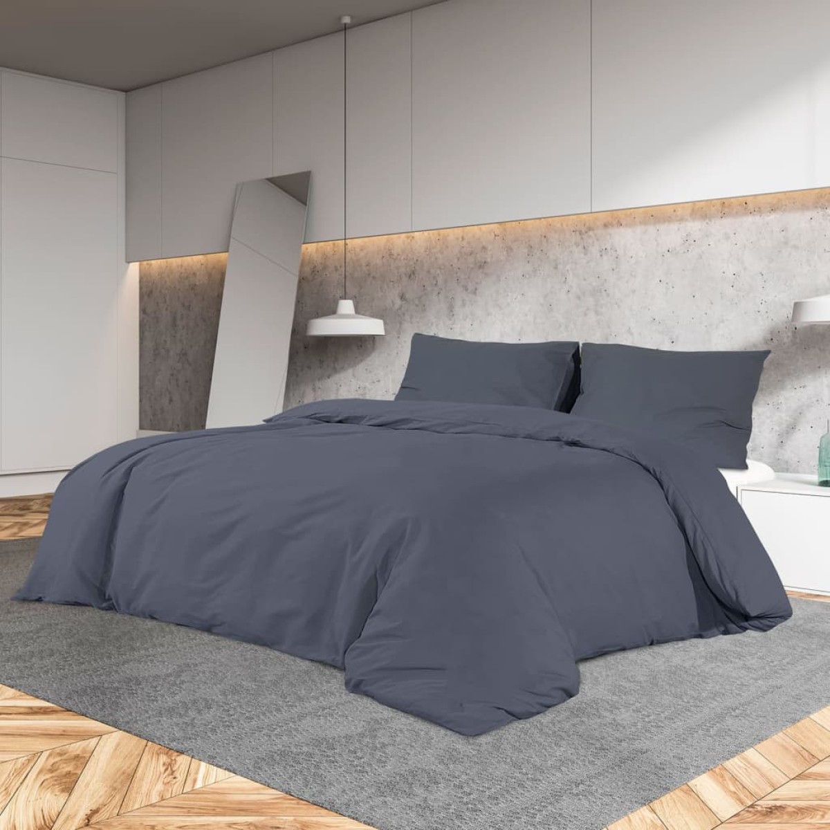vidaXL Σετ Παπλωματοθήκης Ανθρακί 220x240εκ. Βαμβακερή