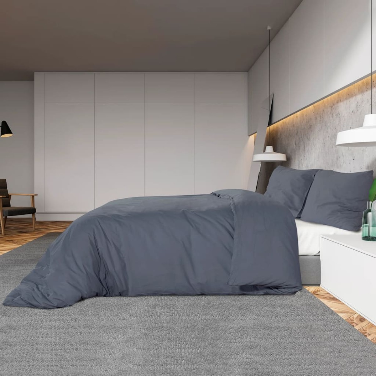 vidaXL Σετ Παπλωματοθήκης Ανθρακί 260x240 εκ. Βαμβακερή