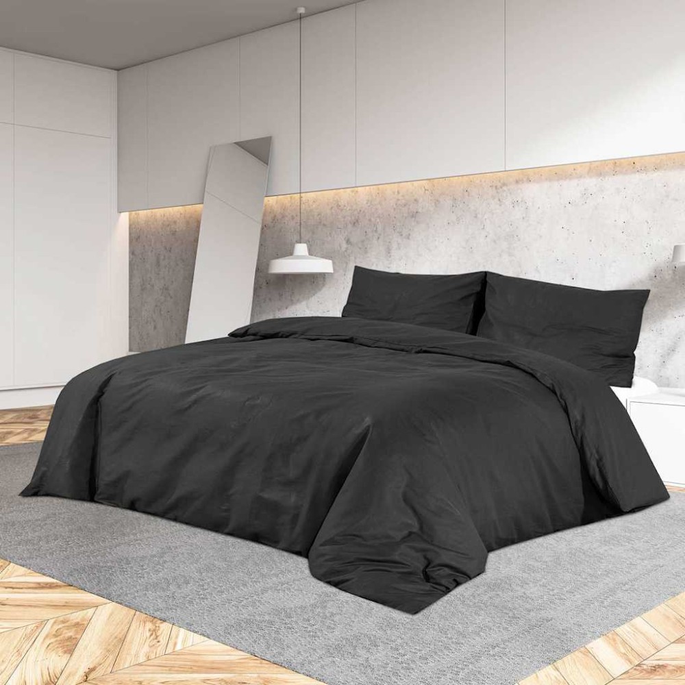 Σετ Παπλωματοθήκη vidaXL Μαύρο 220x240 εκ. Βαμβακερό