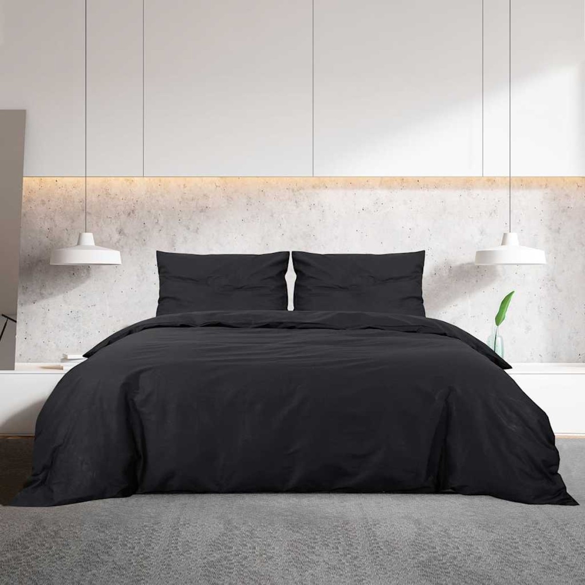 Σετ Παπλωματοθήκη vidaXL Μαύρο 220x240 cm Βαμβακερό
