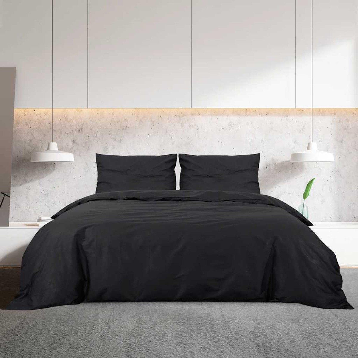 Σετ Παπλωματοθήκη vidaXL Μαύρο 135x200 cm Βαμβακερό