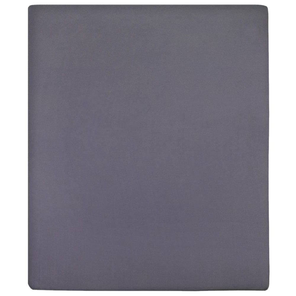 vidaXL Σεντόνια Με Λάστιχο 2 τεμ. Ανθρακί 160x200 εκ. Βαμβακερό Ζέρσεϊ