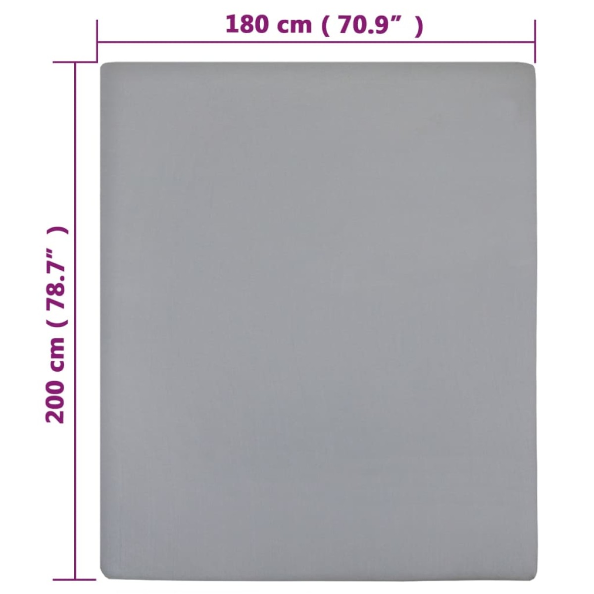 vidaXL Σεντόνια με Λάστιχο 2 τεμ. Γκρι 180x200 εκ. Βαμβακερό Ζέρσεϊ