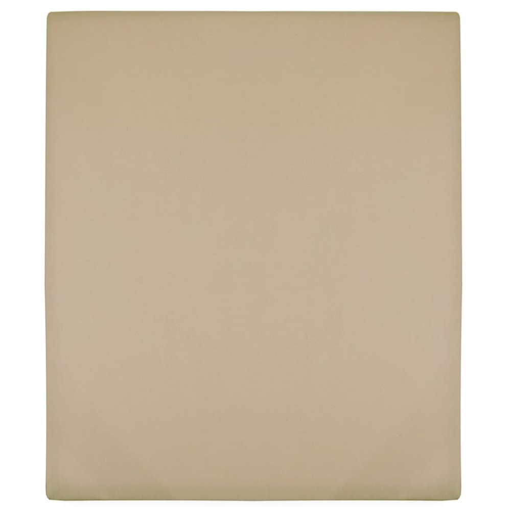 vidaXL Σεντόνι με Λάστιχο Taupe 180x200 εκ. Βαμβακερό Ζέρσεϊ