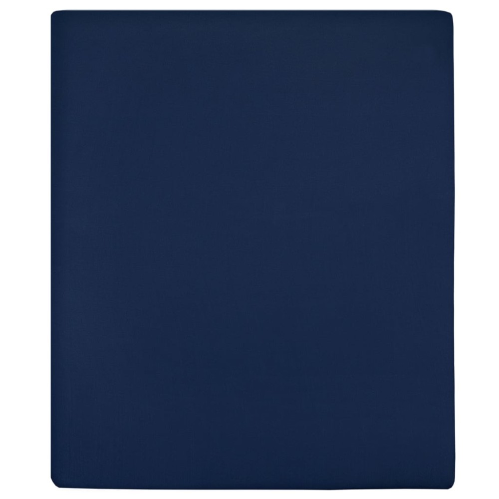 vidaXL Σεντόνια με Λάστιχο 2 τεμ. Μπλε 140x200 εκ. Βαμβακερό Ζέρσεϊ