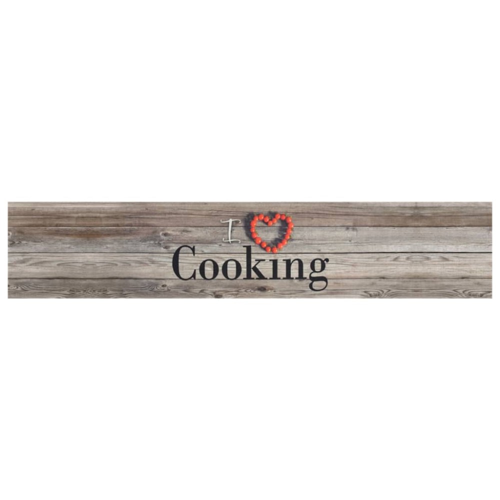 vidaXL Χαλί Κουζίνας Πλενόμενο Γκρι Επιγρ. Cooking 60x300 εκ. Βελούδο