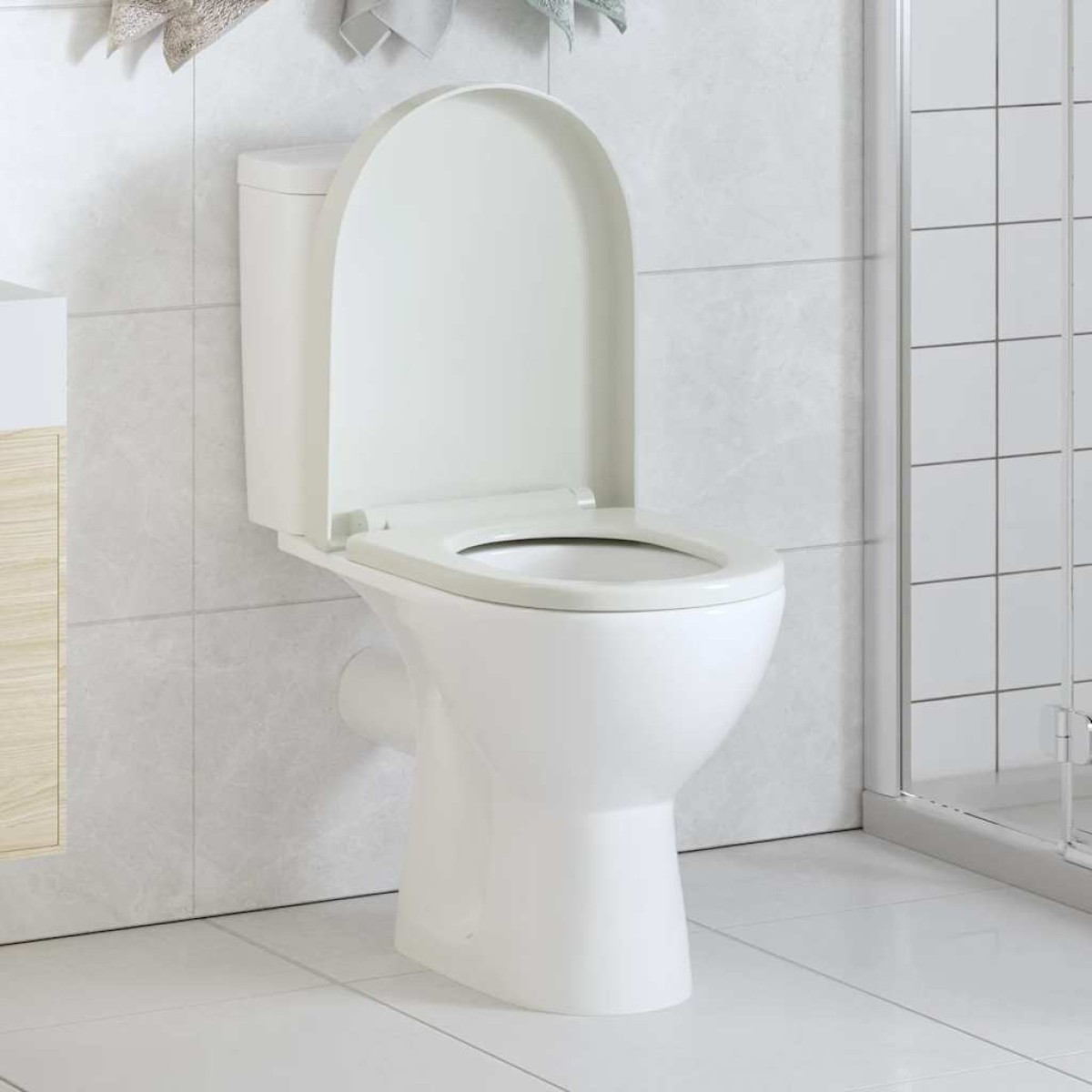 vidaXL Κάλυμμα Λεκάνης με Soft Close & Quick Release Τετράγωνο Λευκό