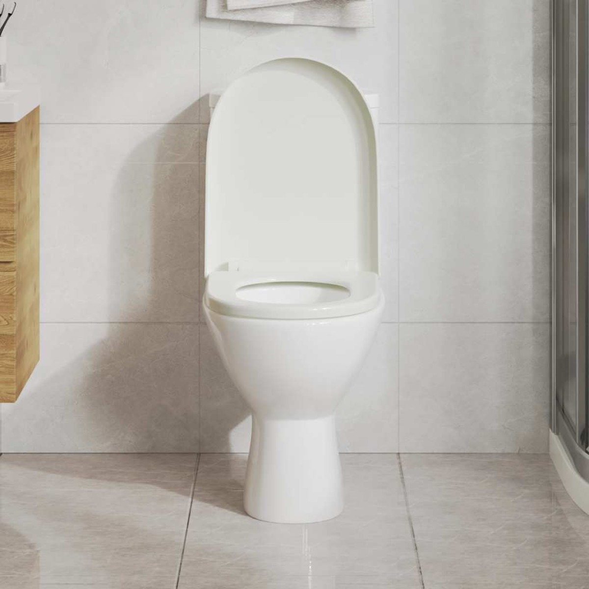 vidaXL Κάλυμμα Λεκάνης με Soft Close & Quick Release Τετράγωνο Λευκό