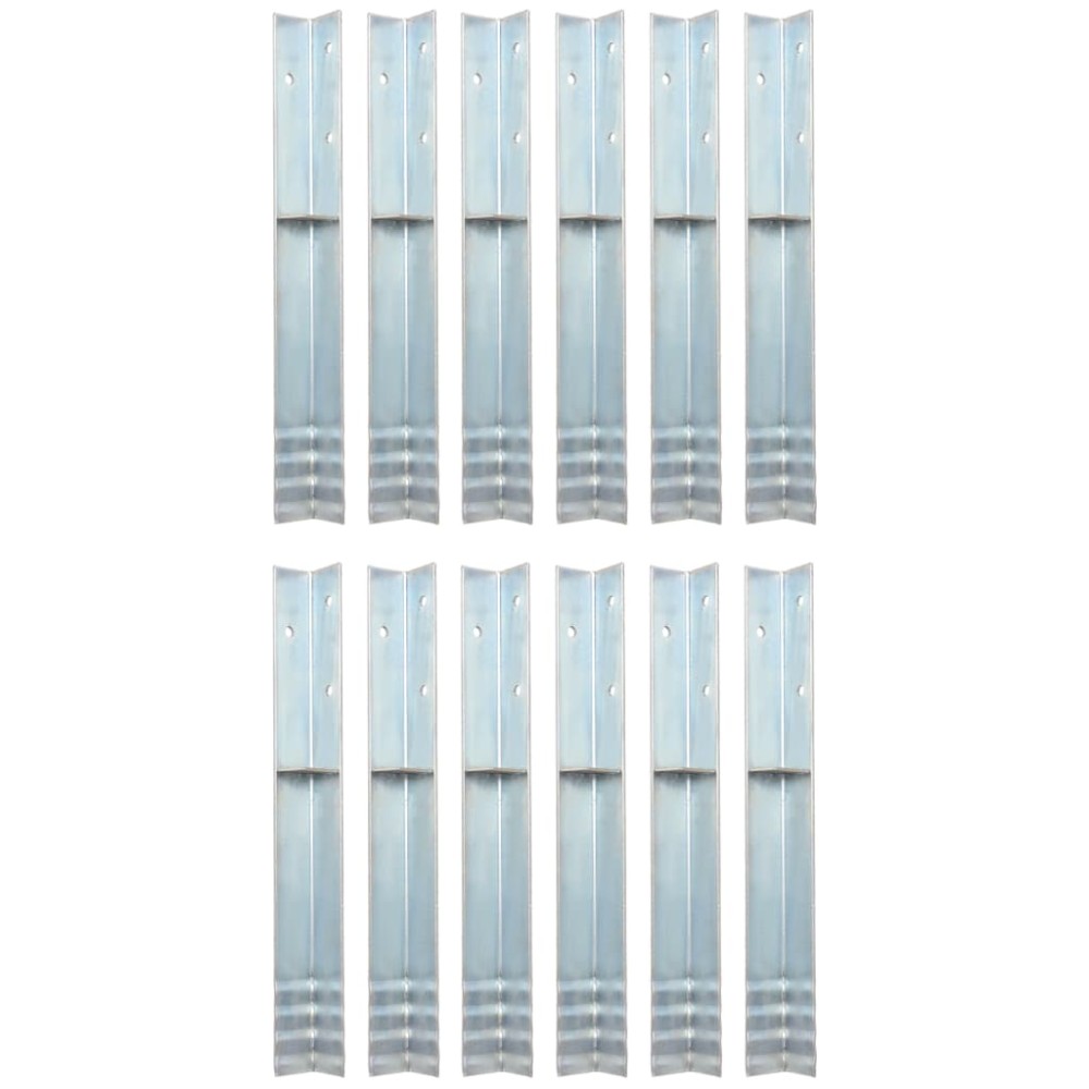 vidaXL Στηρίγματα Εδάφους Σχήματος Γ 12 τεμ. 5x5x50 εκ. Γαλβ. Χάλυβας