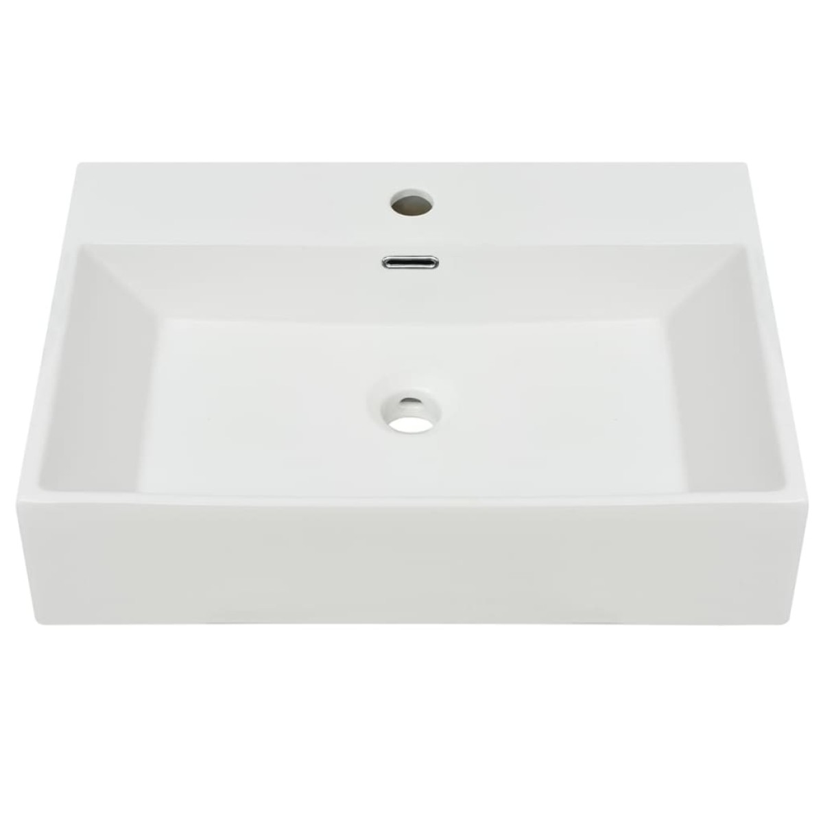 vidaXL Νιπτήρας με Οπή Βρύσης Λευκός 60,5 x 42,5 x 14,5 εκ. Κεραμικός