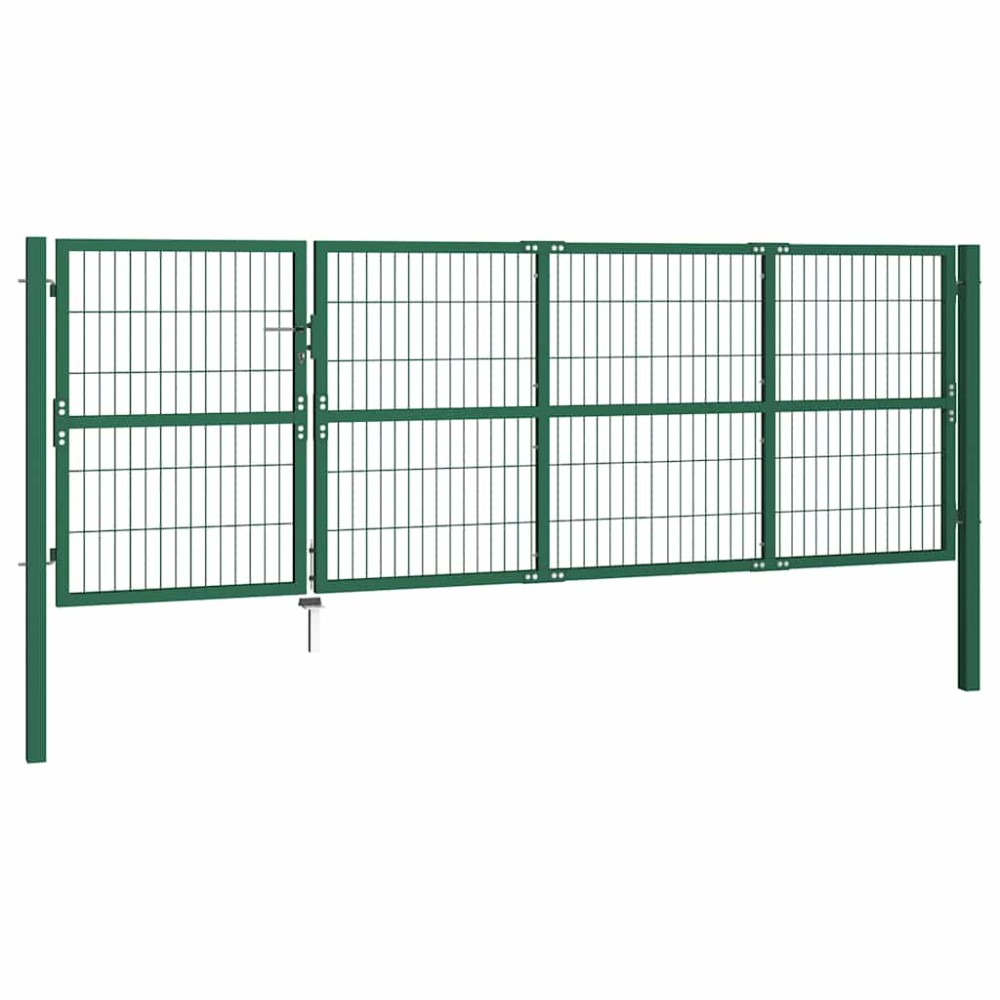 vidaXL Πύλη Φράχτη Κήπου με Στύλους 350x120 εκ. Ατσάλινο Πράσινο