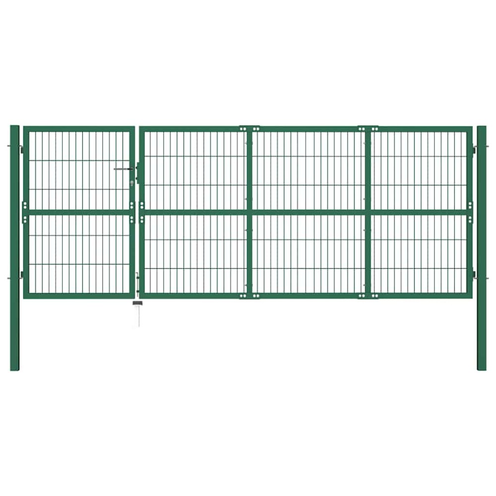 vidaXL Πύλη Φράχτη Κήπου με Στύλους 350x120 εκ. Ατσάλινο Πράσινο