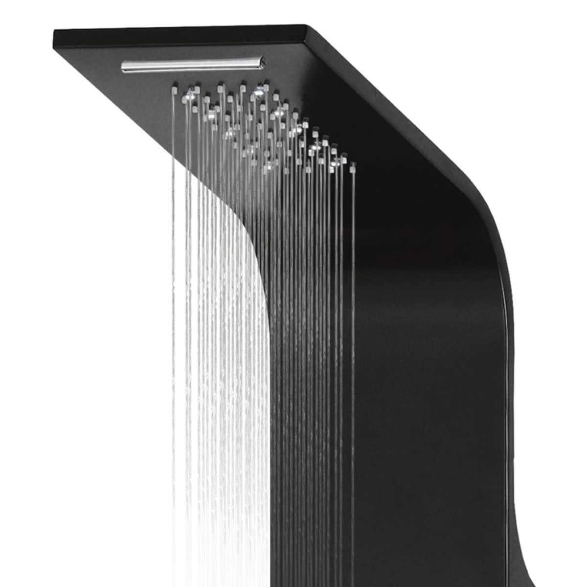 vidaXL Στήλη Ντους Υδρομασάζ Μαύρη 20x44x130 εκ. από Αλουμίνιο