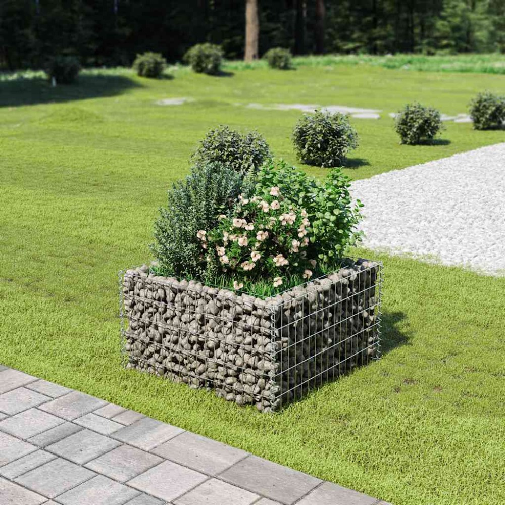 vidaXL Συρματοκιβώτιο-Γλάστρα Υπερυψωμένη 90x90x50 εκ. Γαλβ. Χάλυβας