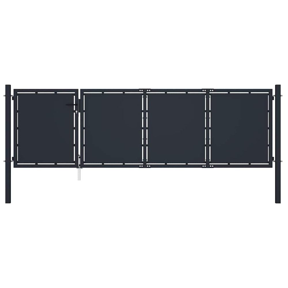 vidaXL Πόρτα Κήπου Ανθρακί Ατσάλινη 350x75 εκ.