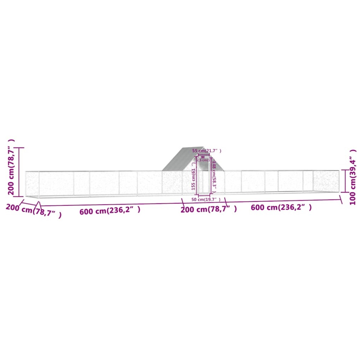 vidaXL Κοτέτσι 14 x 2 x 2 μ. από Γαλβανισμένο Χάλυβα