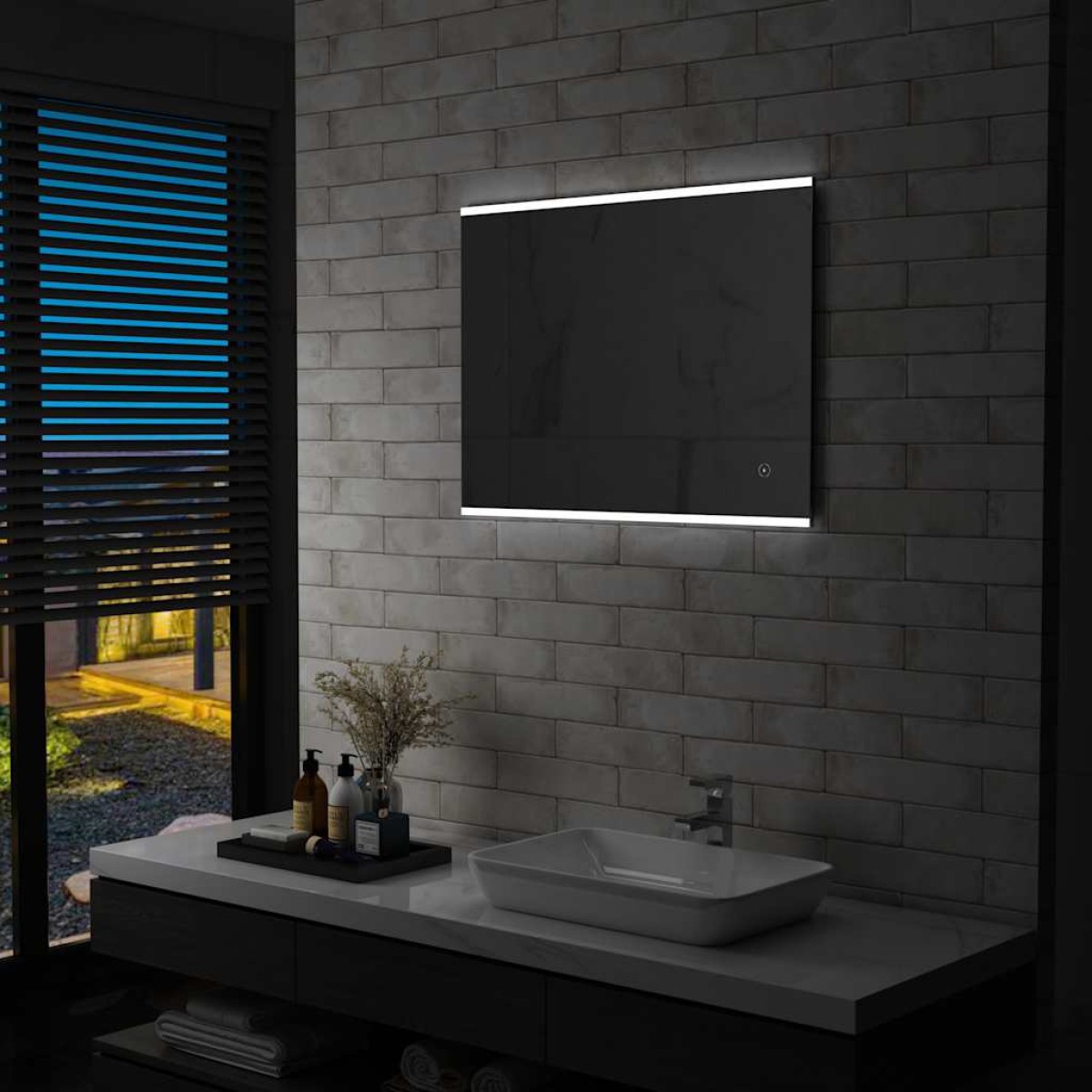 vidaXL Καθρέφτης Μπάνιου Τοίχου με LED/Αισθητήρα Κίνησης 80 x 60 εκ.
