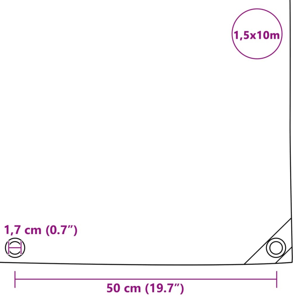 vidaXL Μουσαμάς Γκρι 1,5 x 10 μ. 650 γρ./μ.²