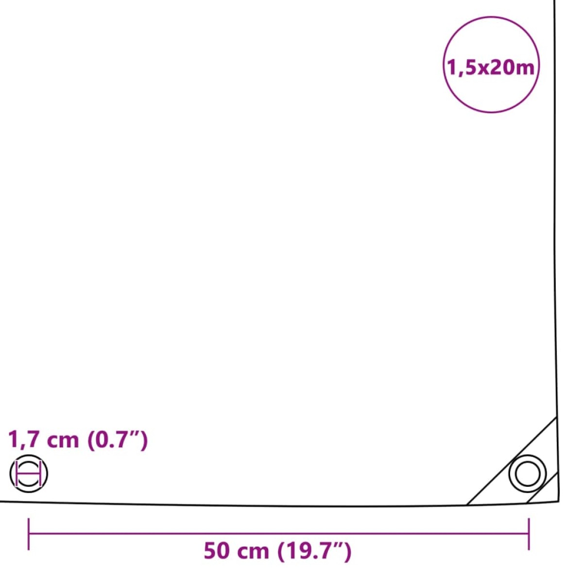 vidaXL Μουσαμάς Μπλε 1,5 x 20 μ. 650 γρ./μ.²