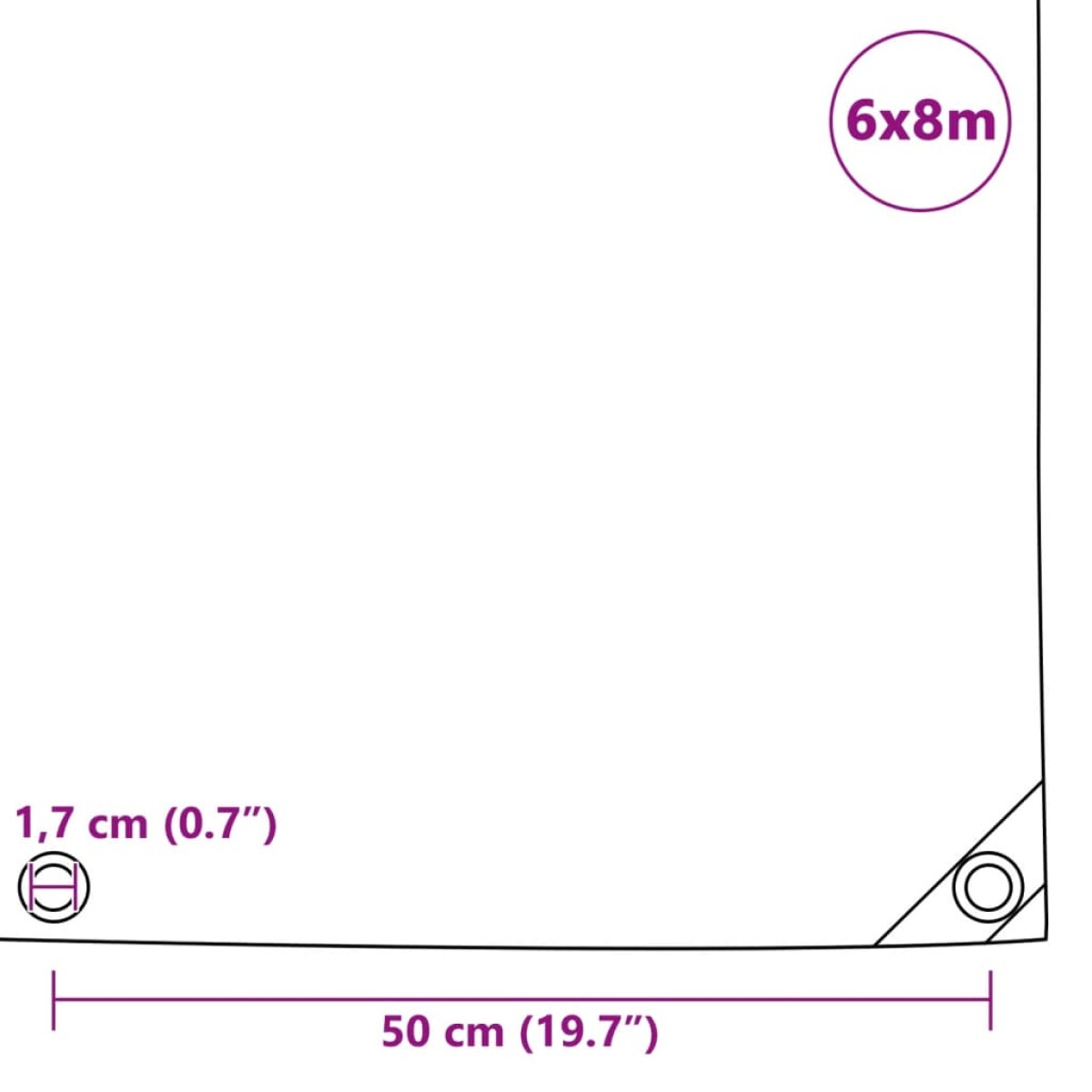 vidaXL Μουσαμάς Λευκός 6 x 8 μ. 650 γρ./μ.²