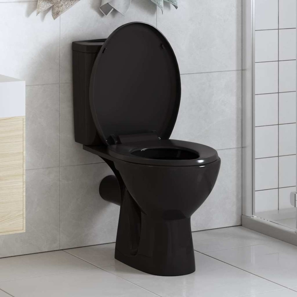 vidaXL Κάλυμμα Λεκάνης με Soft Close & Quick Release Μαύρο