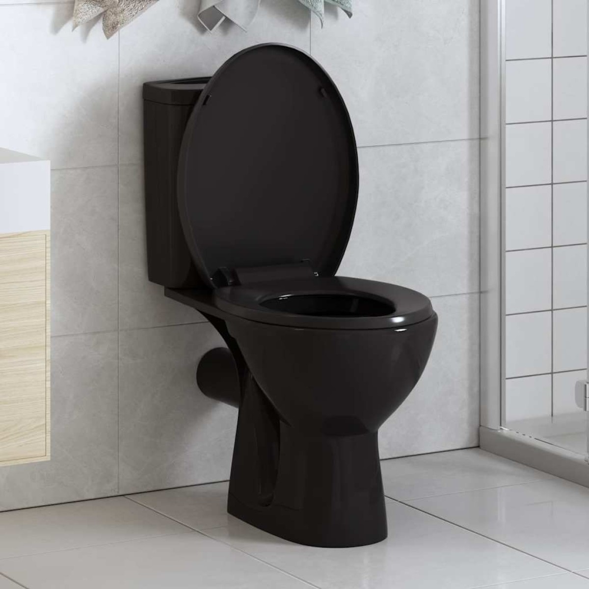 vidaXL Κάλυμμα Λεκάνης με Soft Close & Quick Release Μαύρο