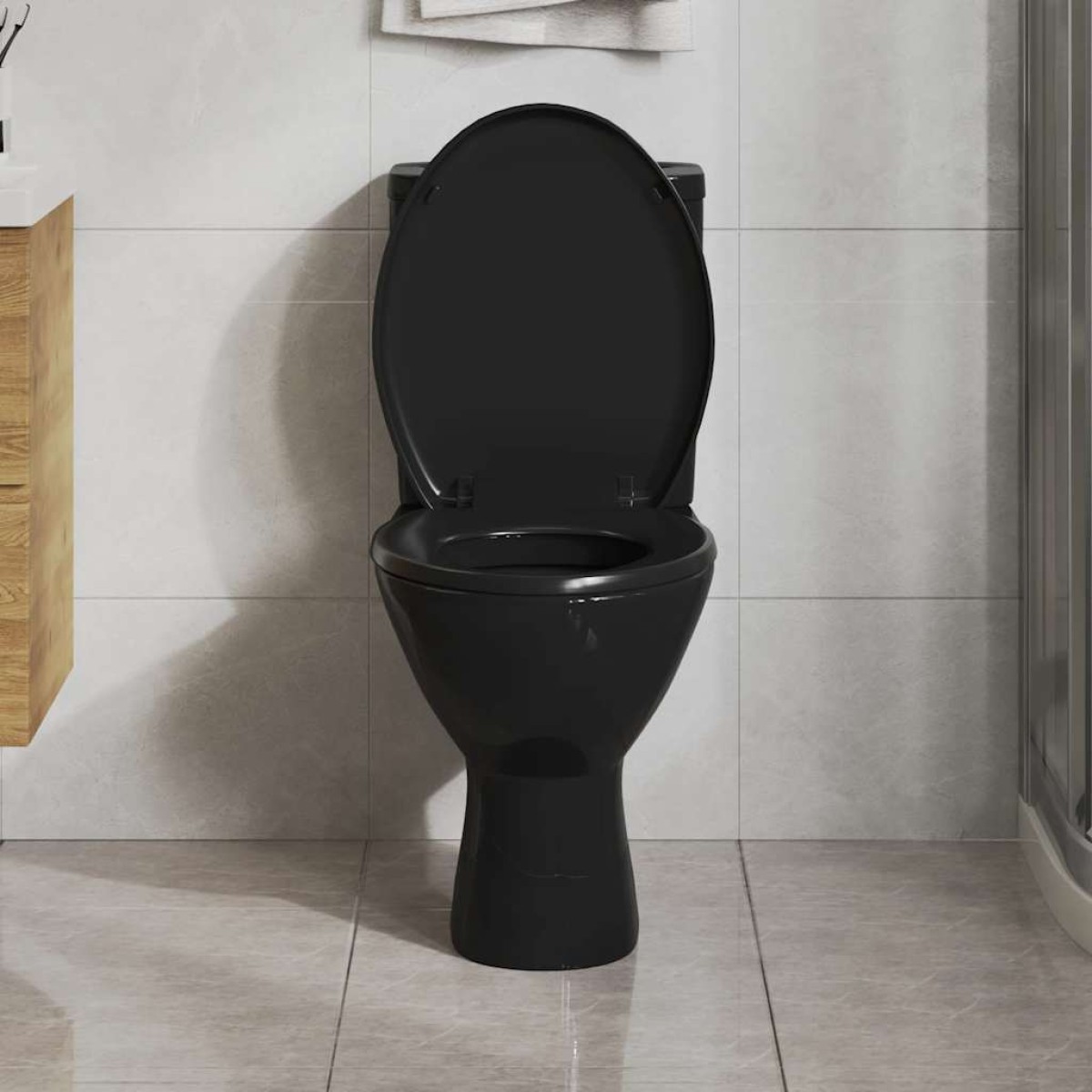 vidaXL Κάλυμμα Λεκάνης με Soft Close & Quick Release Μαύρο