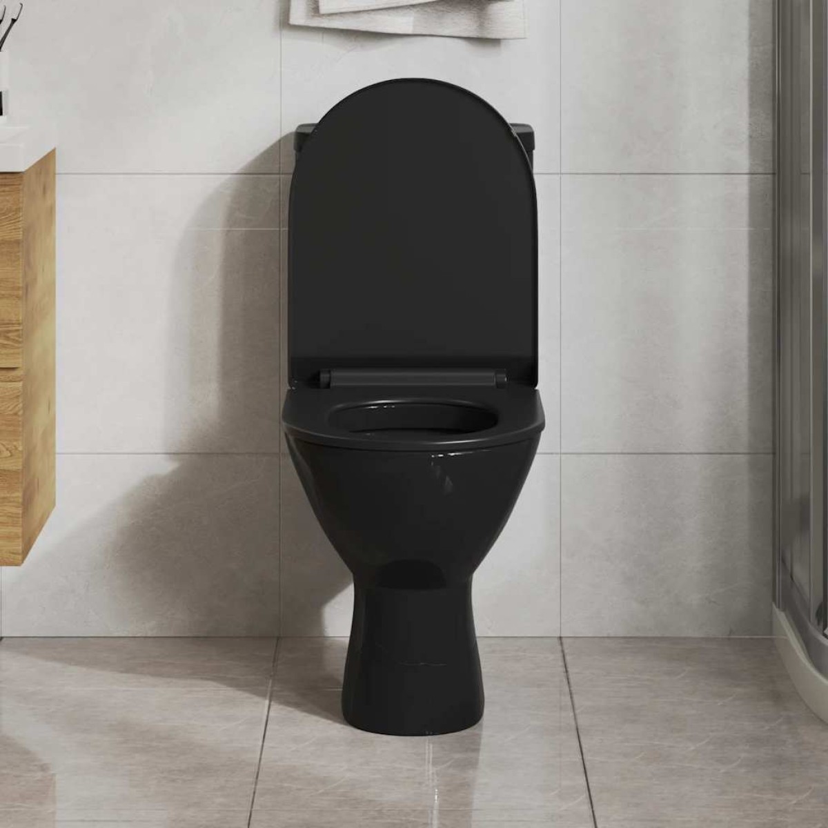 vidaXL Κάλυμμα Λεκάνης με Soft Close & Quick Release Μαύρο