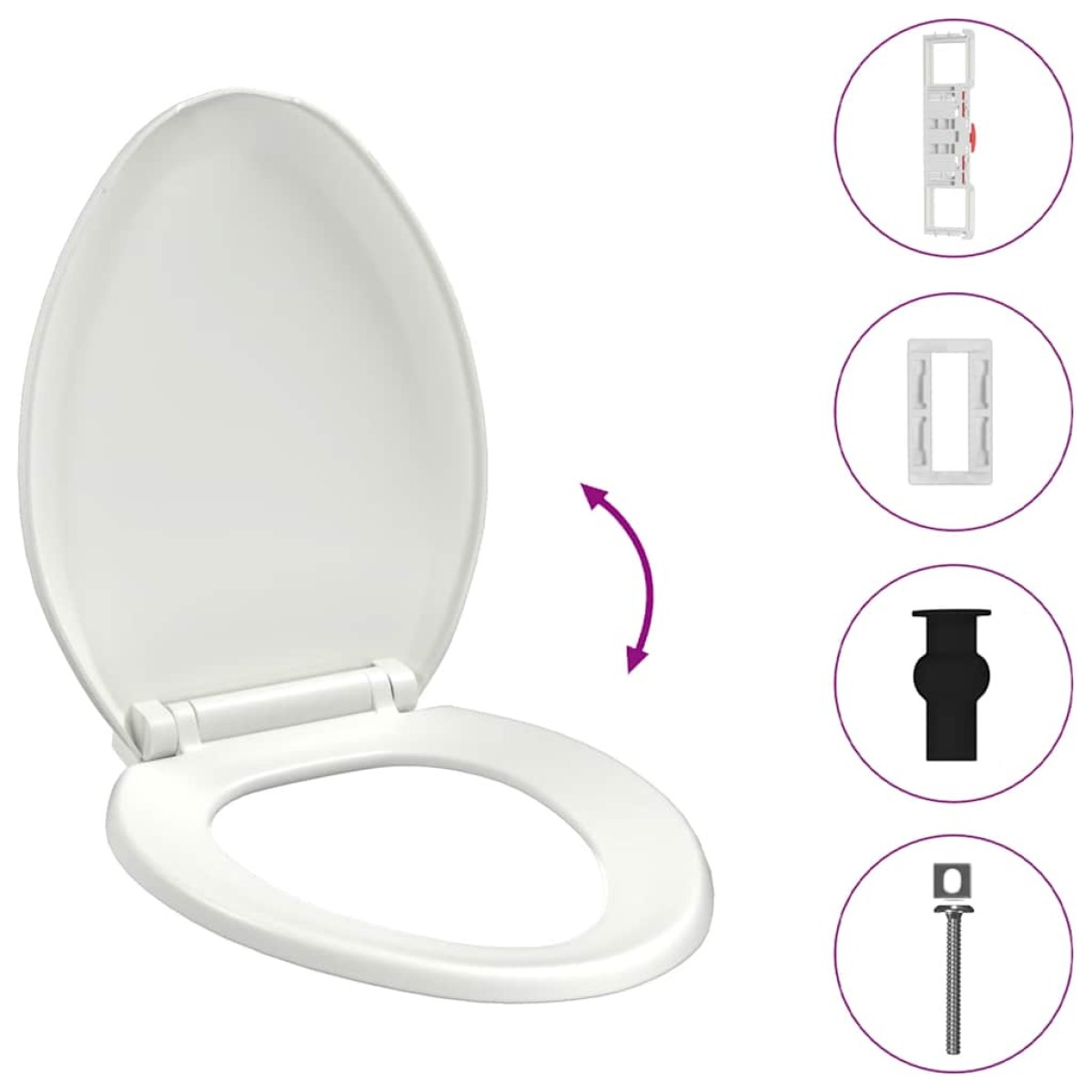vidaXL Κάλυμμα Λεκάνης με Soft Close & Quick Release Λευκό