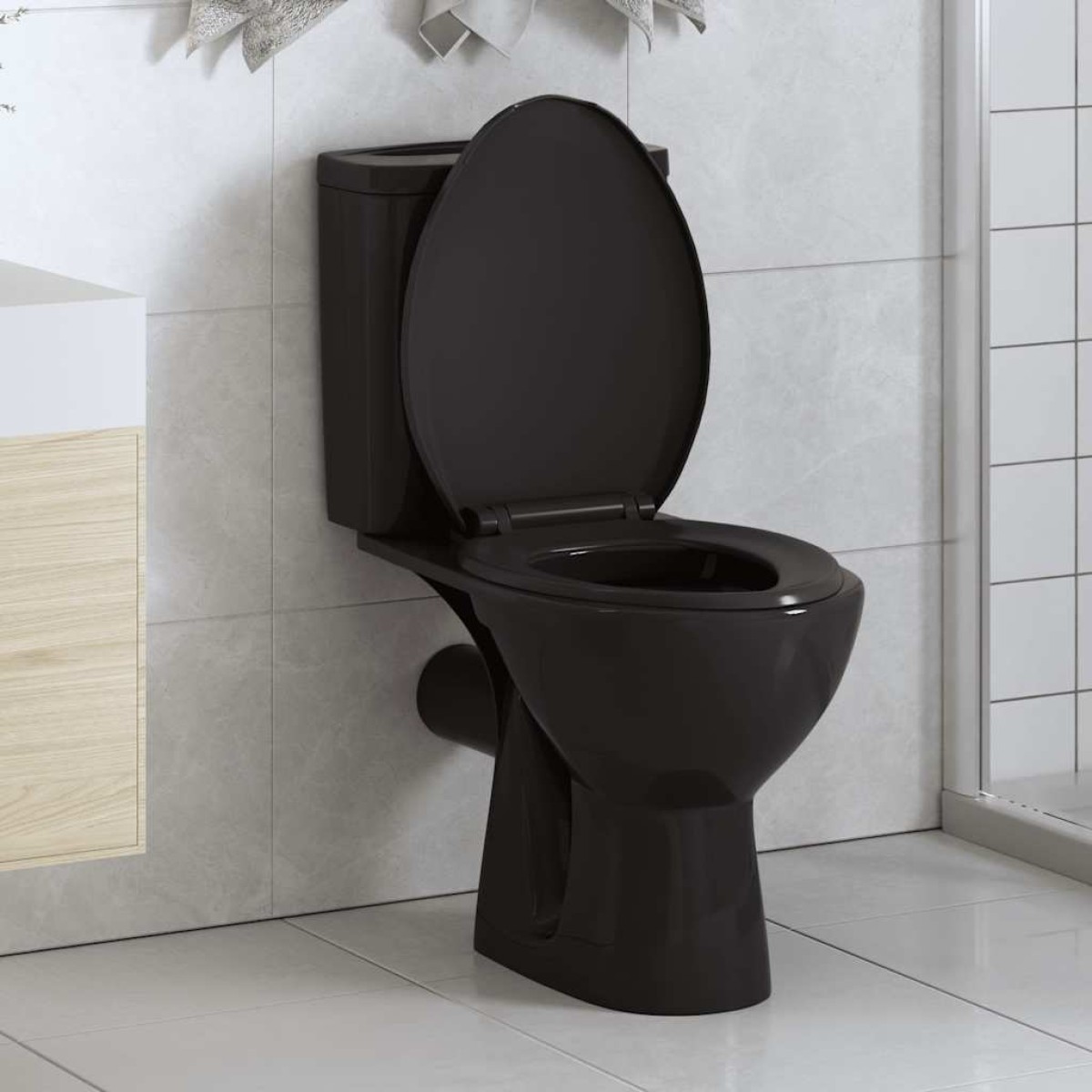 vidaXL Κάλυμμα Λεκάνης με Soft Close & Quick Release Μαύρο