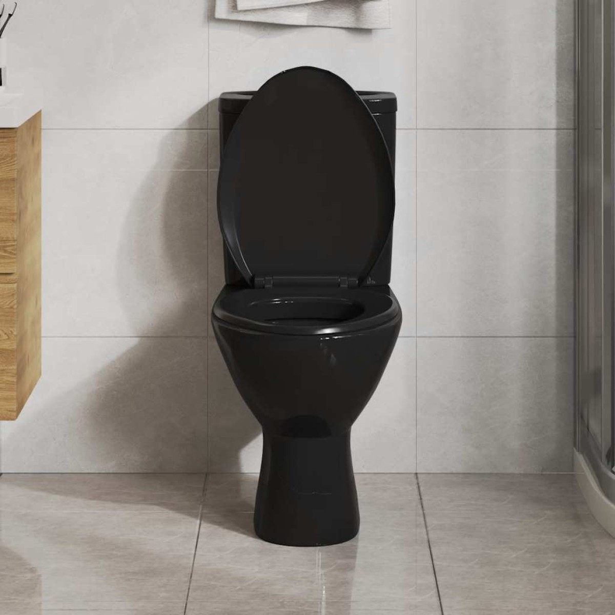 vidaXL Κάλυμμα Λεκάνης με Soft Close & Quick Release Μαύρο