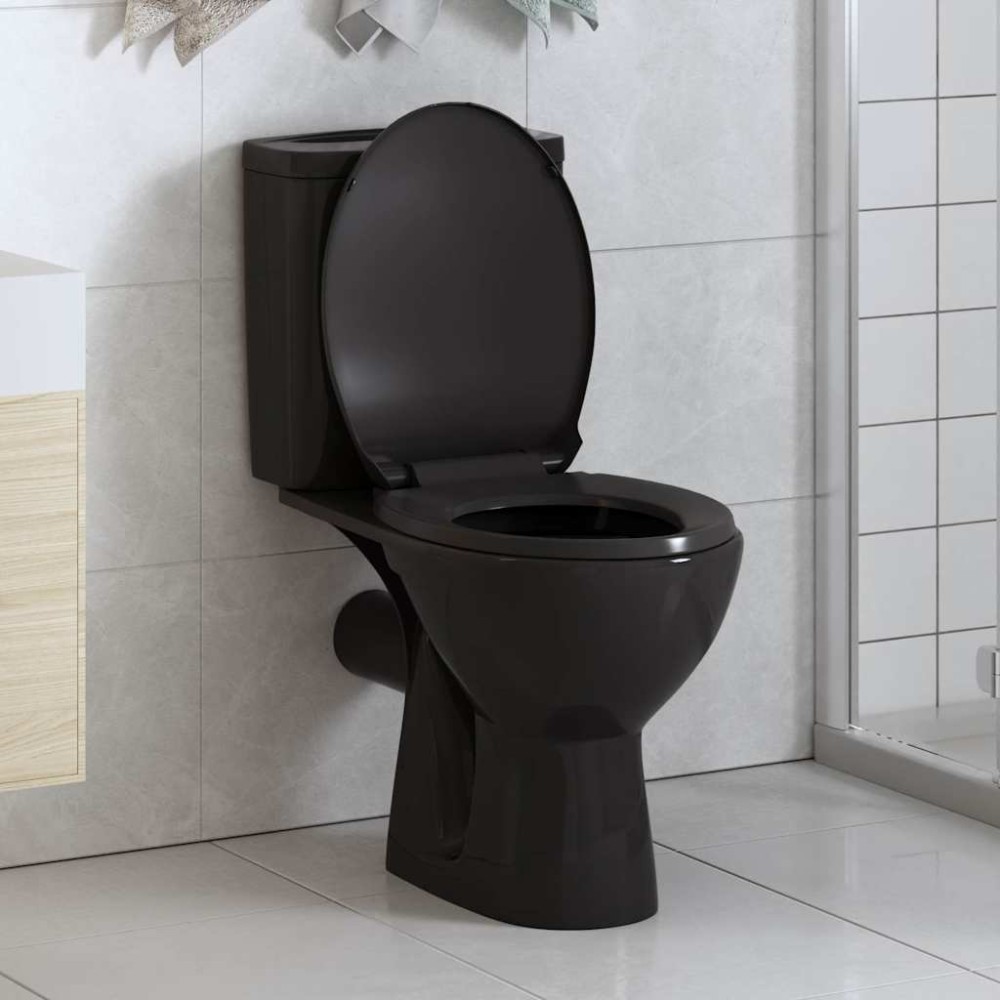 vidaXL Κάλυμμα Λεκάνης με Soft Close & Quick Release Μαύρο