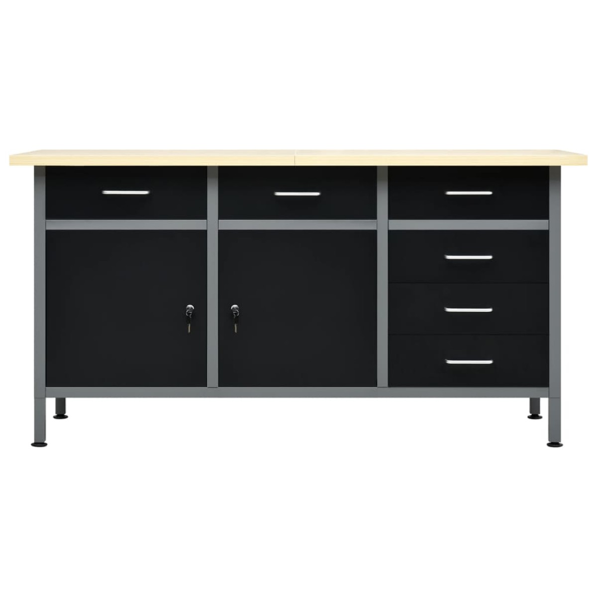 vidaXL Πάγκος Εργασίας Μαύρος 160 x 60 x 85 εκ. Ατσάλινος