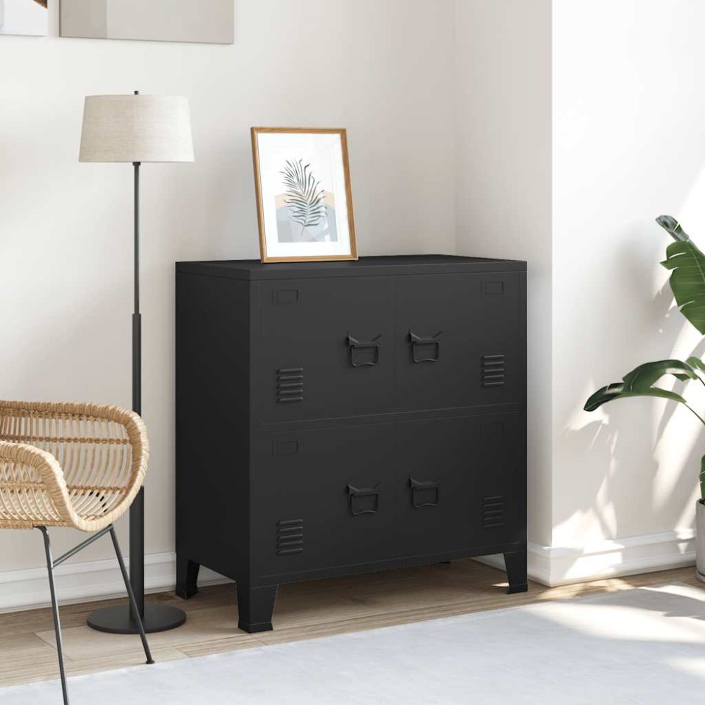 vidaXL Αρχειοθήκη Βιομηχανικού Στιλ Μαύρη 75 x 40 x 80 εκ. Ατσάλινη