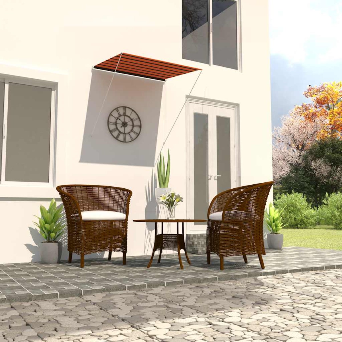 vidaXL Τέντα Συρόμενη Πορτοκαλί / Καφέ 150 x 150 εκ.