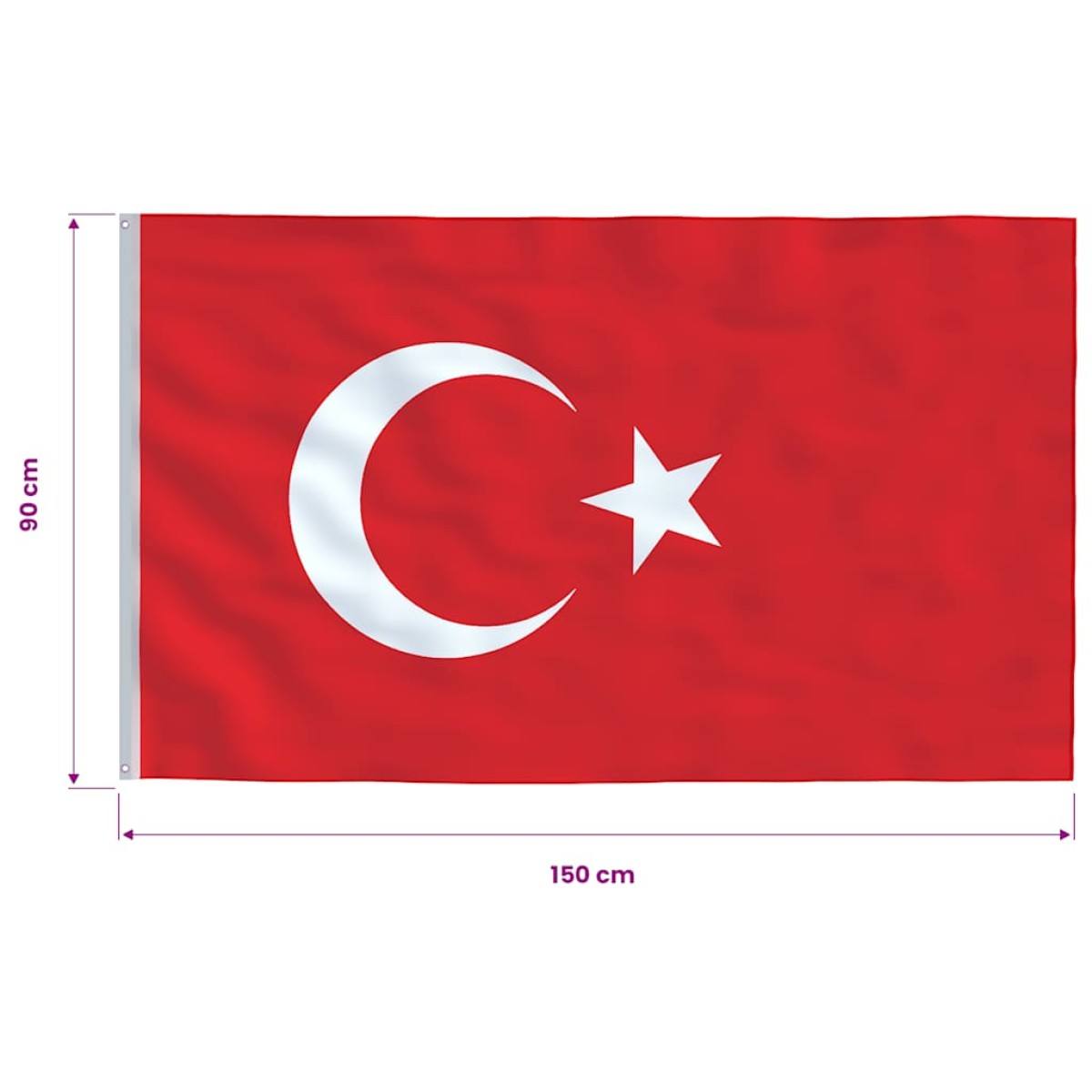 vidaXL Σημαία Τουρκίας 90 x 150 εκ.