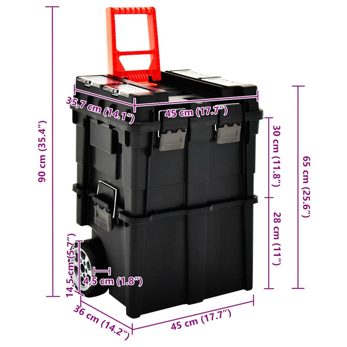 vidaXL Εργαλειοθήκη Τροχήλατη με Χερούλι 46 x 36 x 41 εκ.