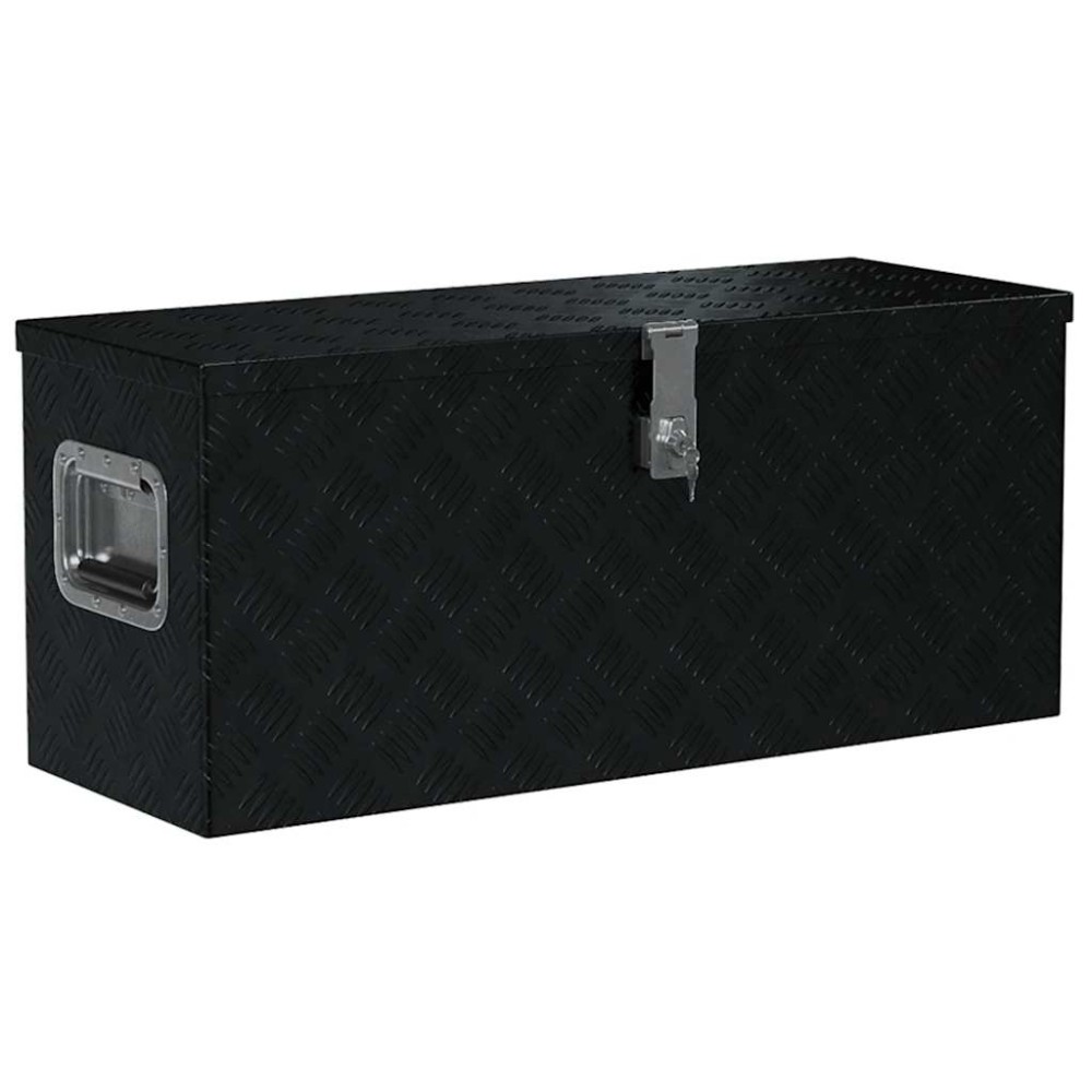 vidaXL Κουτί Αποθήκευσης Μαύρο 80 x 30 x 35 εκ. Αλουμινίου